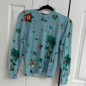 J. Crew Blue Tropical Print Shirt